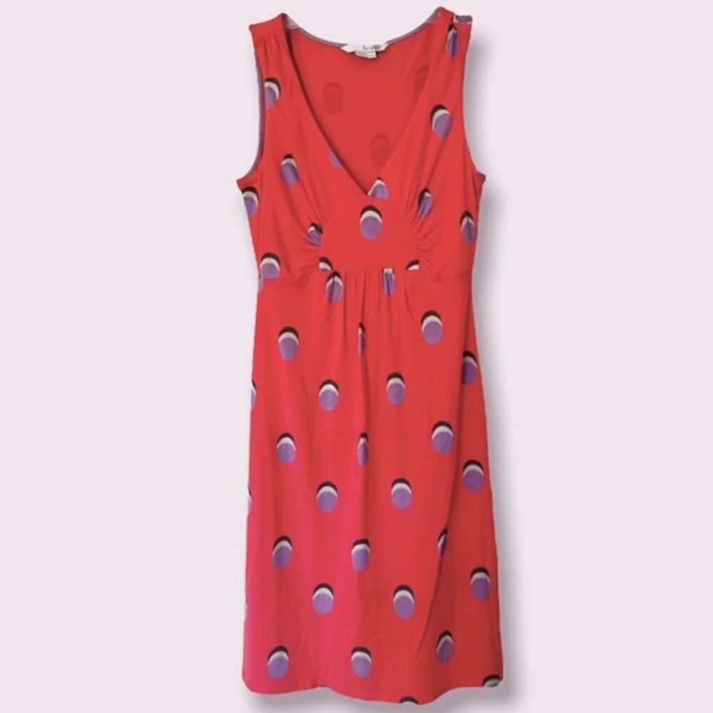 Boden Sleeveless Jersey Dress Coral Purple White Womens Size 2